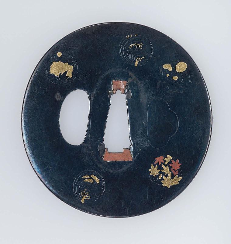 Tsuba with design of floral roundels