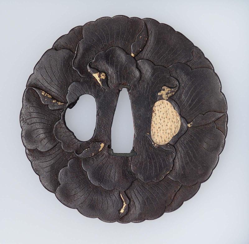 Tsuba in the form of a peony blossom