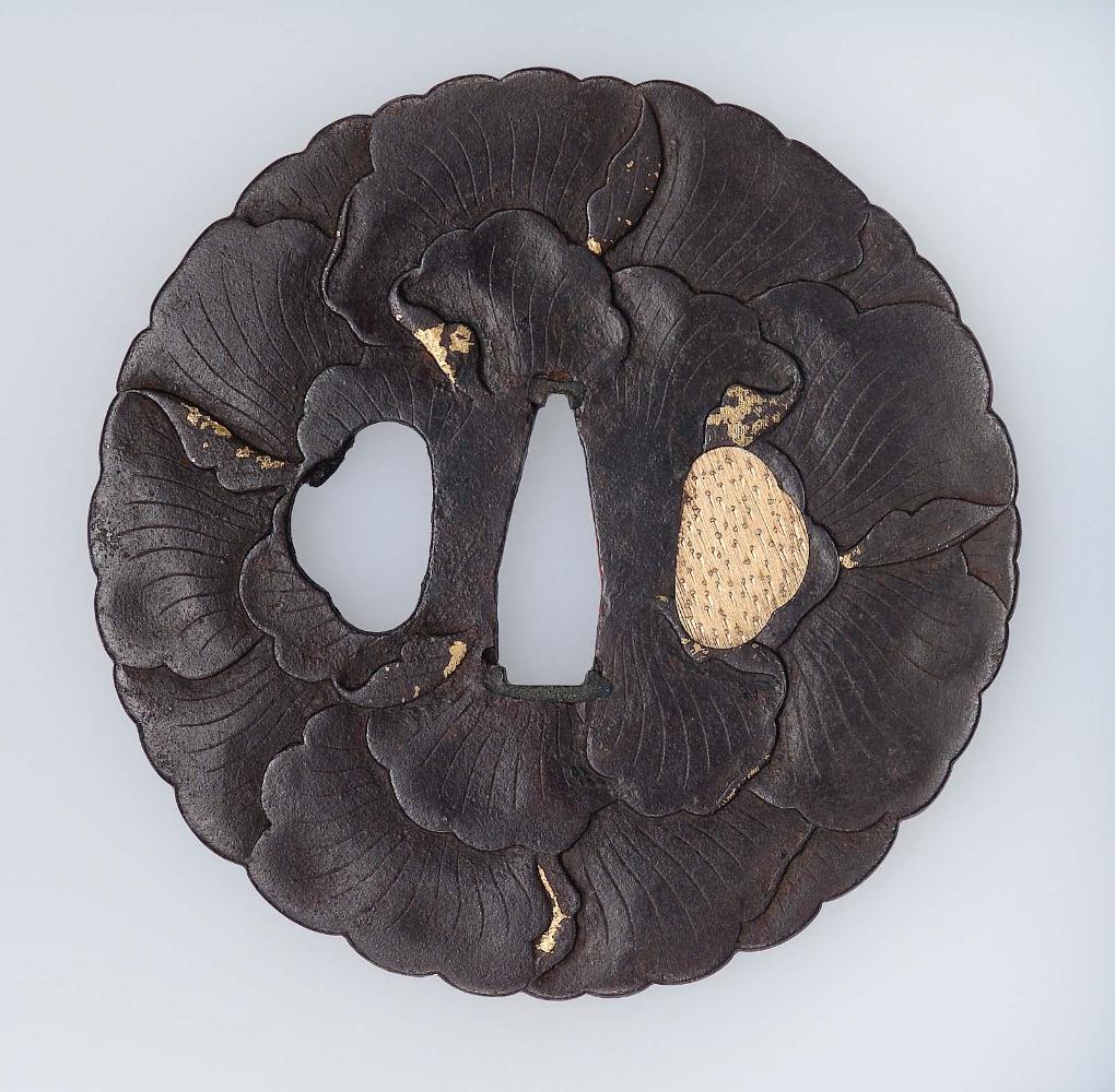 Tsuba in the form of a peony blossom