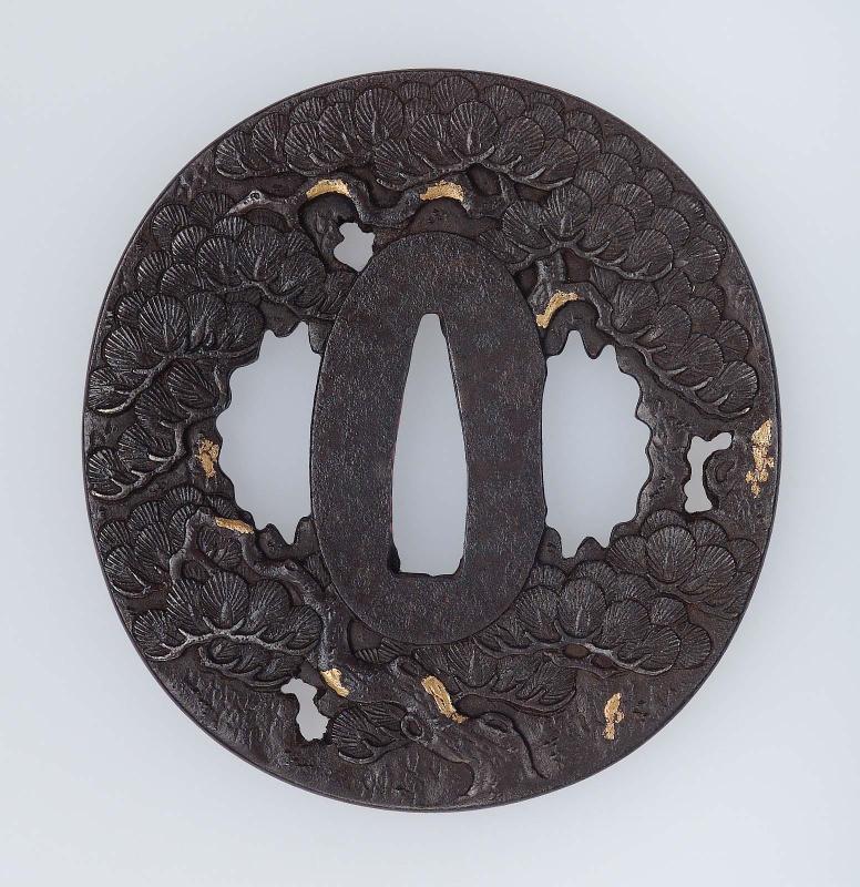 Tsuba with design of pine trees