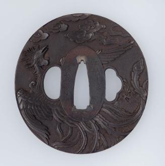 Tsuba with design of ho-o birds and paulownia