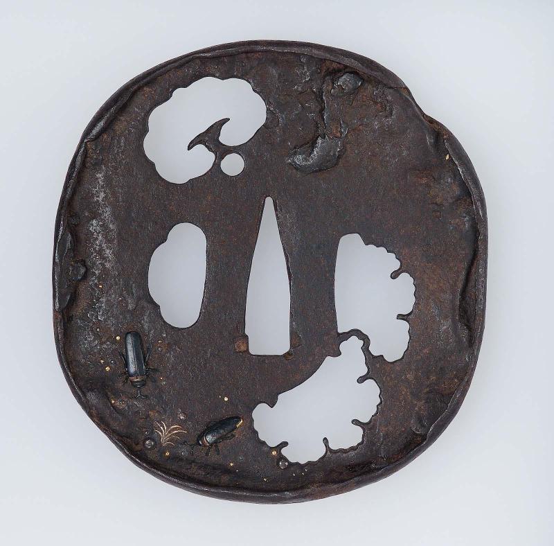 Tsuba with design of grasses and insects