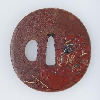 Tsuba with design of Hotei and a boy attendant