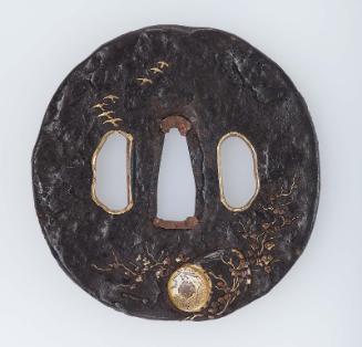 Tsuba with design of abandoned drum and stand