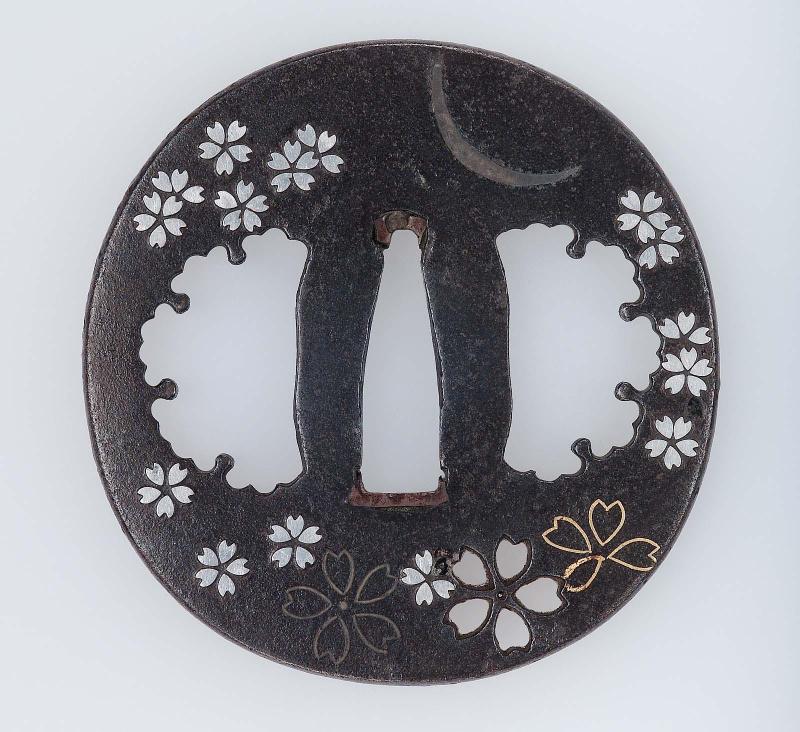 Tsuba with design of cherry-blossom