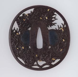 Tsuba with design of bundles of firewood and plum blossom