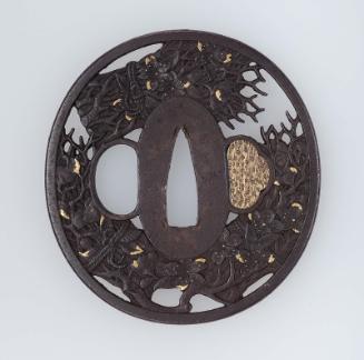 Tsuba with design of bundles of firewood and plum blossom