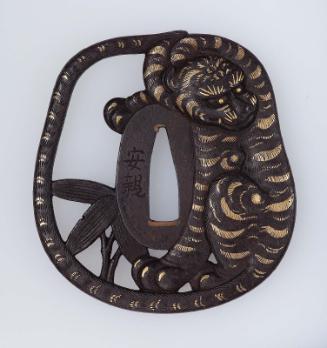 Tsuba in the form of a tiger and bamboo