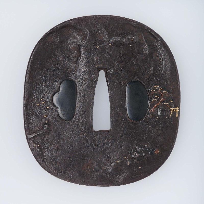 Tsuba with landscape design