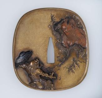 Tsuba with design of Shoki confronting an oni