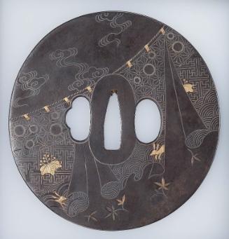 Tsuba with design of nomaku (outdoor curtain)