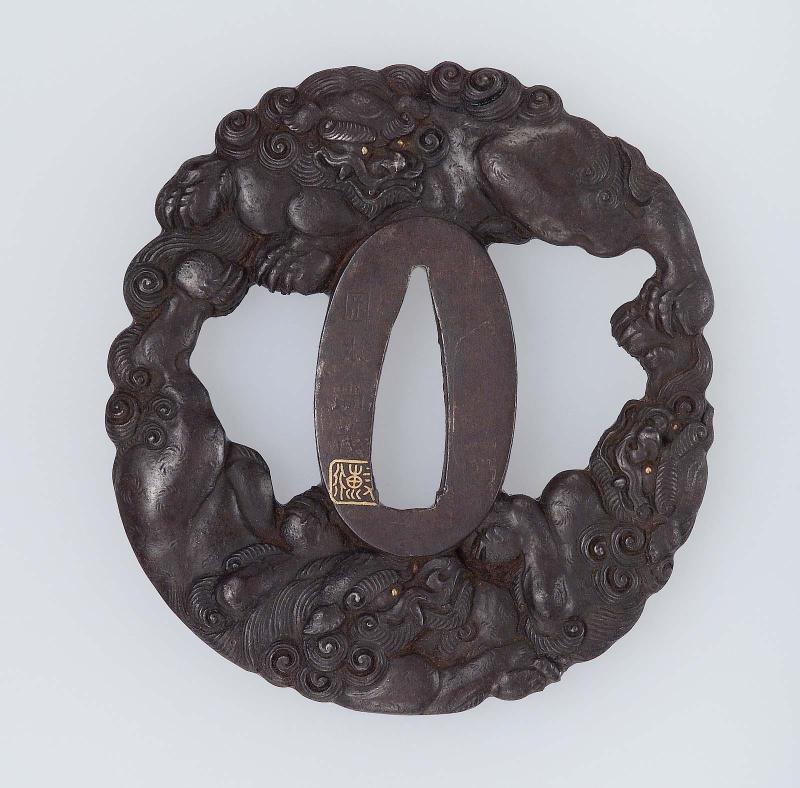 Tsuba with design of shishi