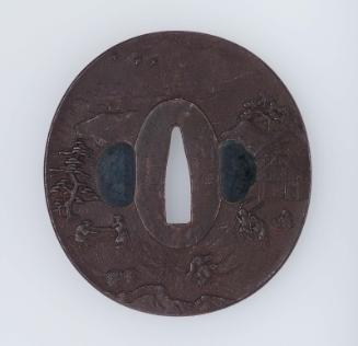 Tsuba with design of agricultural scenes