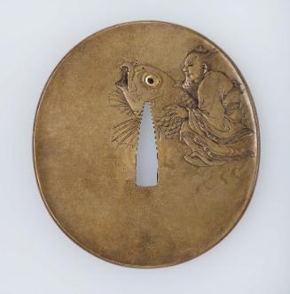 Tsuba with design of Kinko riding on a carp