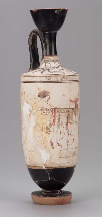 Oil flask (lekythos) with two women visiting a grave