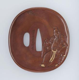 Tsuba with design of Chinese dignitary and two child attendants