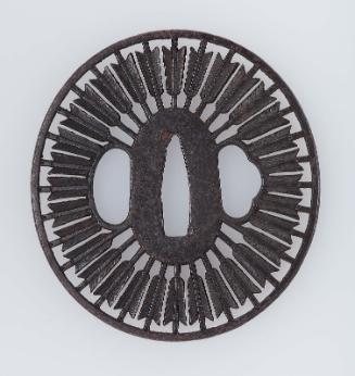 Tsuba with design of radiating arrow-flights