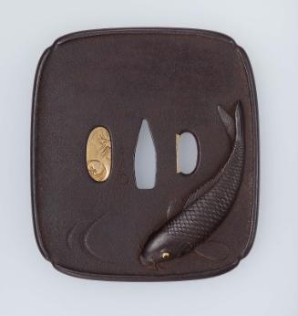 Tsuba with design of carp and stream