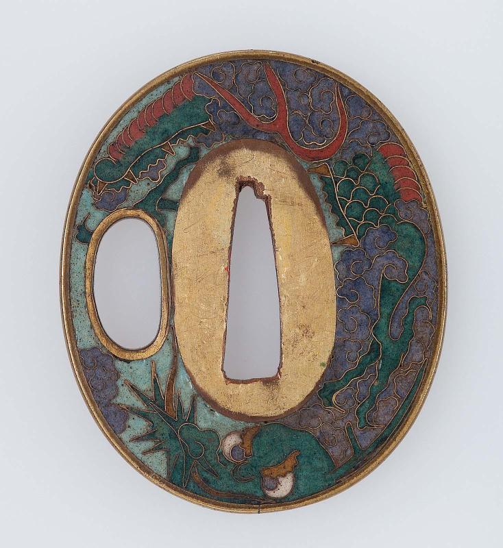Tsuba with design of dragon and clouds