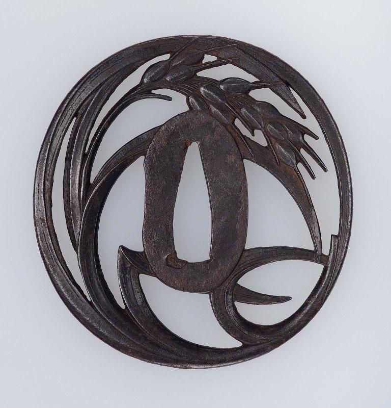 Tsuba with design of a rice plant
