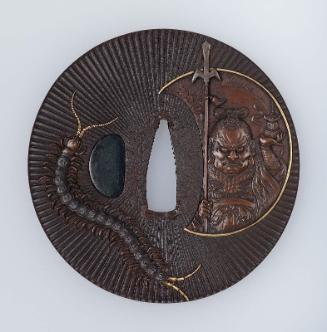 Tsuba with design of Bishamon and centipede
