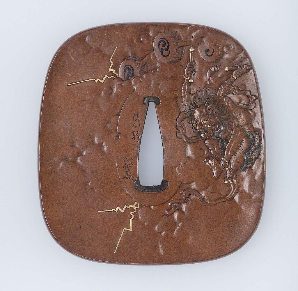 Tsuba with design of Raijin raising a storm