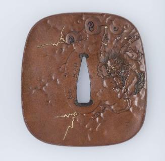 Tsuba with design of Raijin raising a storm