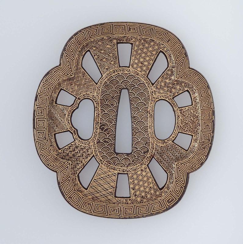 Tsuba with design of seigaiha and other small paterns