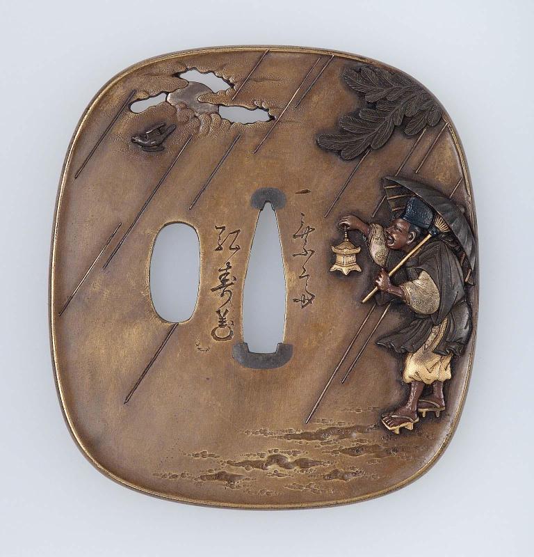Tsuba with design of shrine attendant