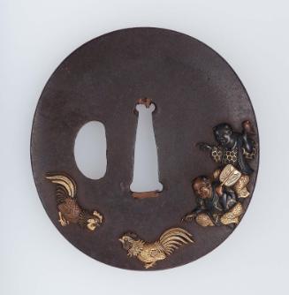 Tsuba with design of karako and chickens