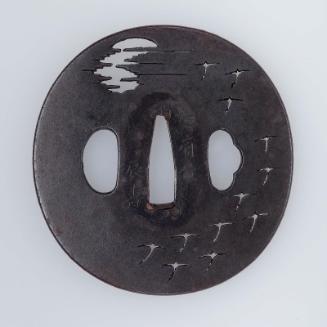 Tsuba with design of descending geese