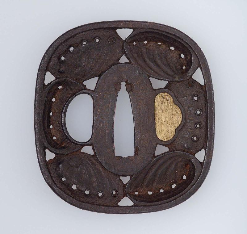 Tsuba with design of awabi shells