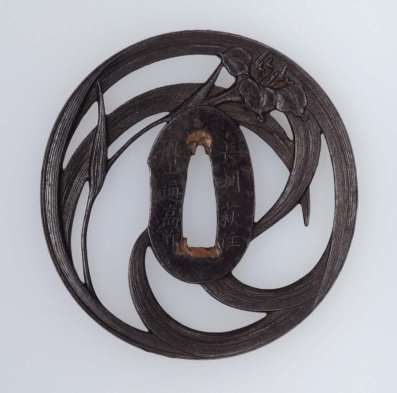 Tsuba with design of an iris plant