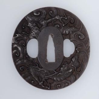 Tsuba with design of dragon and clouds