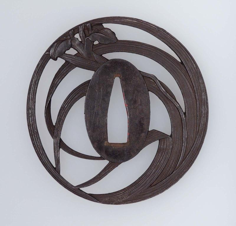 Tsuba with design of an iris plant