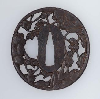 Tsuba with design of monkey families