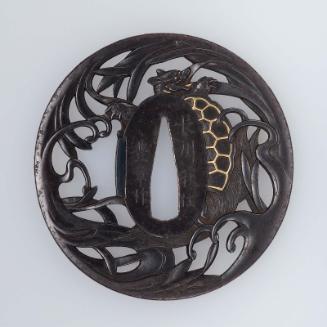 Tsuba with design of a minogame and weeds