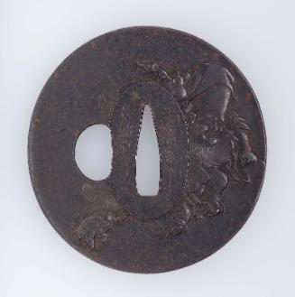 Tsuba with design of Jurojin and minogame