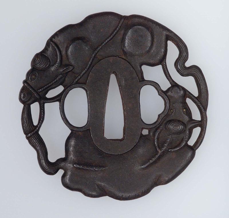 Tsuba with design of two water-buffaloes