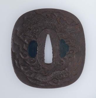 Tsuba with design of dragon and clouds