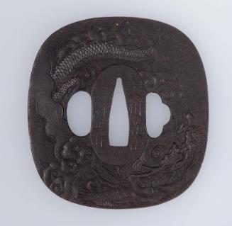 Tsuba with design of dragon and clouds