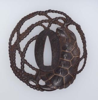 Tsuba with design of turtle and weed