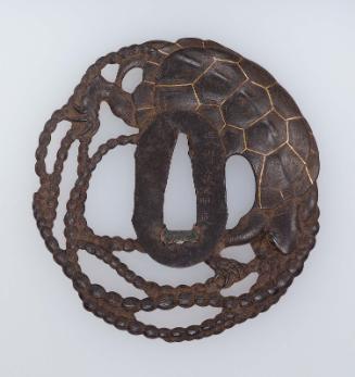 Tsuba with design of turtle and weed