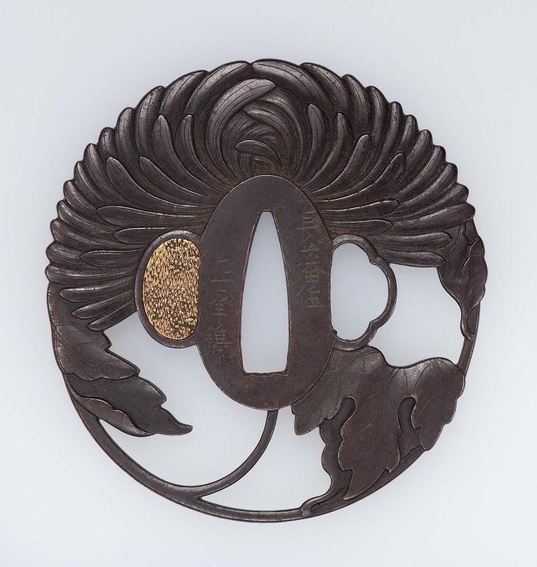 Tsuba with design of spider chrysanthemum
