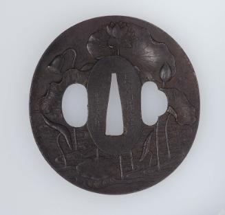 Tsuba with design of lotus pond