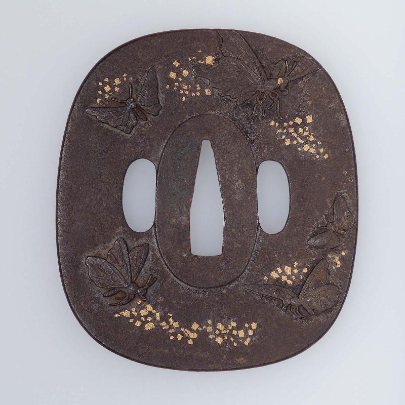 Tsuba with design of butterflies