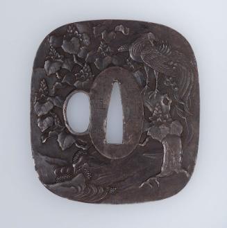 Tsuba with design of ho-o birds and paulownias