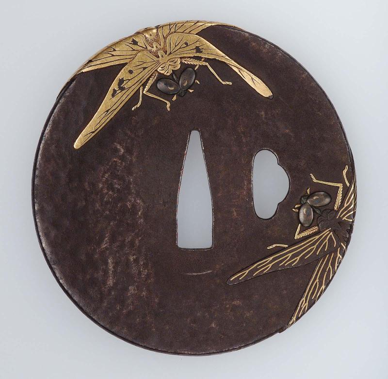 Tsuba with design of dragonflies