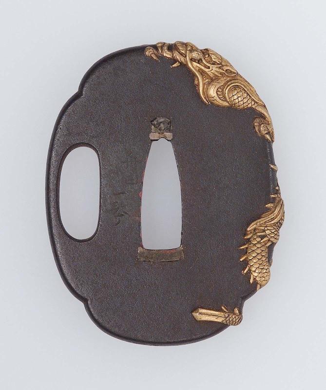 Miniature tsuba with design of dragon
