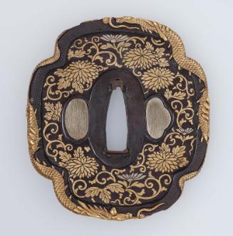 Tsuba with design of dragons and chrysanthemums